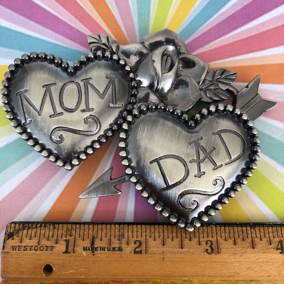 Mom & Dad Heart Tattoo Flash Belt Buckle Retro - Picture 3 of 4